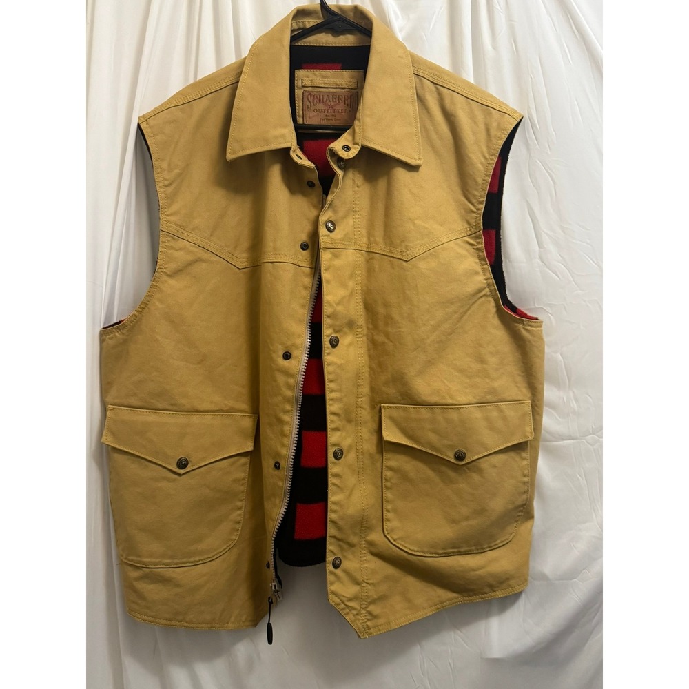 Schaefer Outfitter Mens Tan Duck Ranch Work Vest Plaid Lined Style 703 XL
